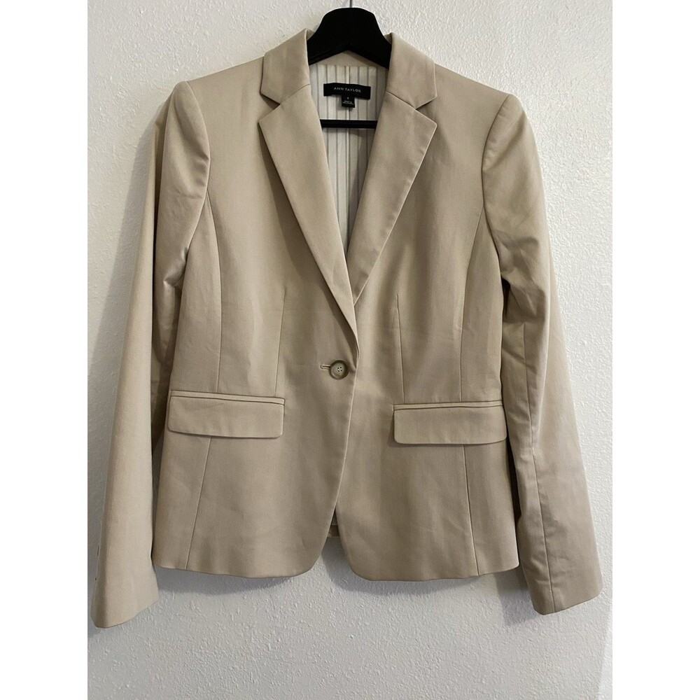 Ann Taylor Blazer 0 Tan Beige  Business Casual Office Secretary Preppy Punk H12